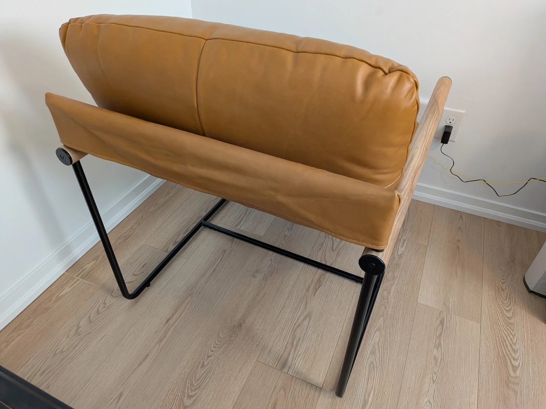 Real leather light brown sling lounge chair - photo 3