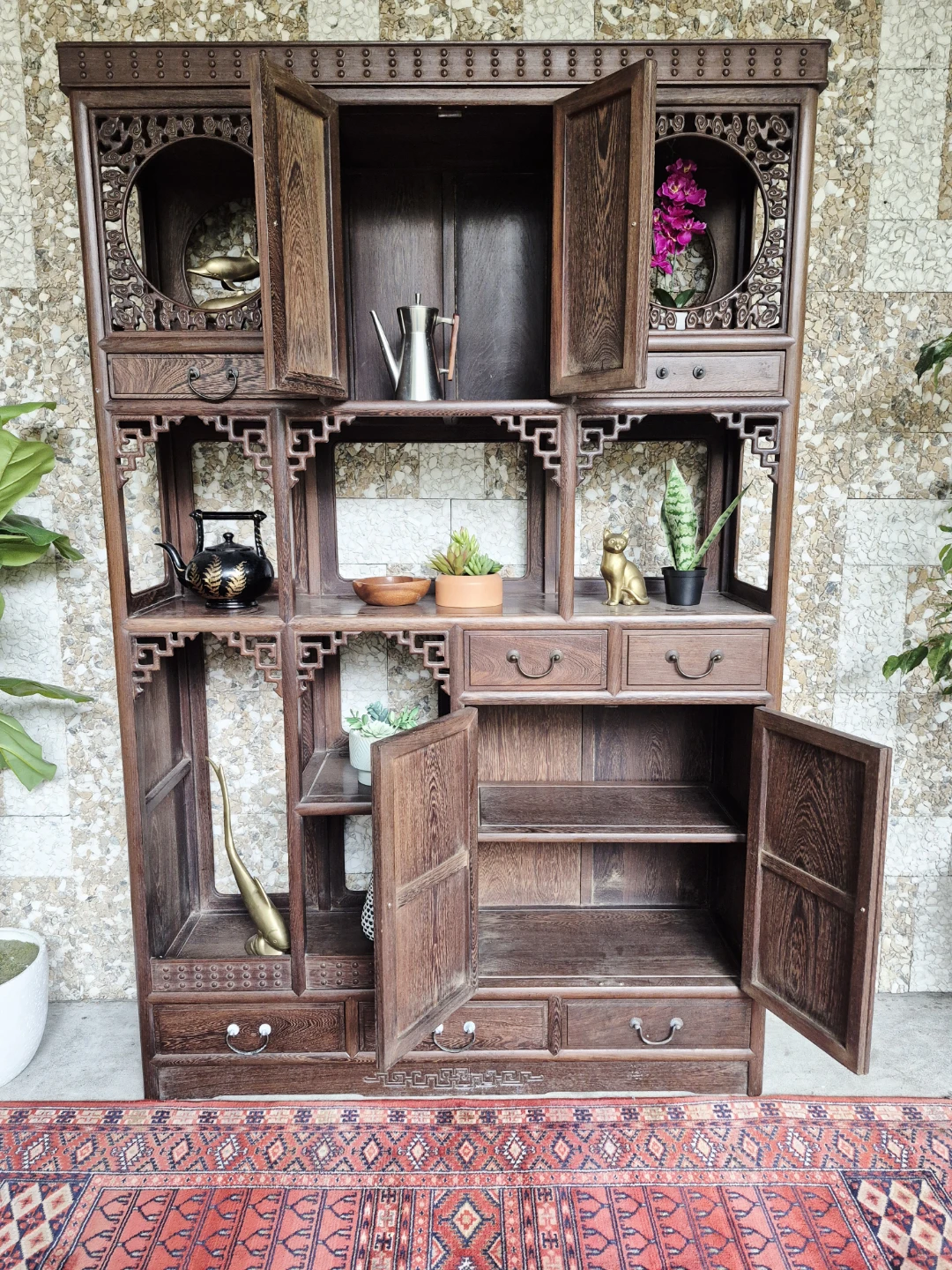 Solid Rosewood Display Cabinet / Étagère – Asian Inspired - photo 5