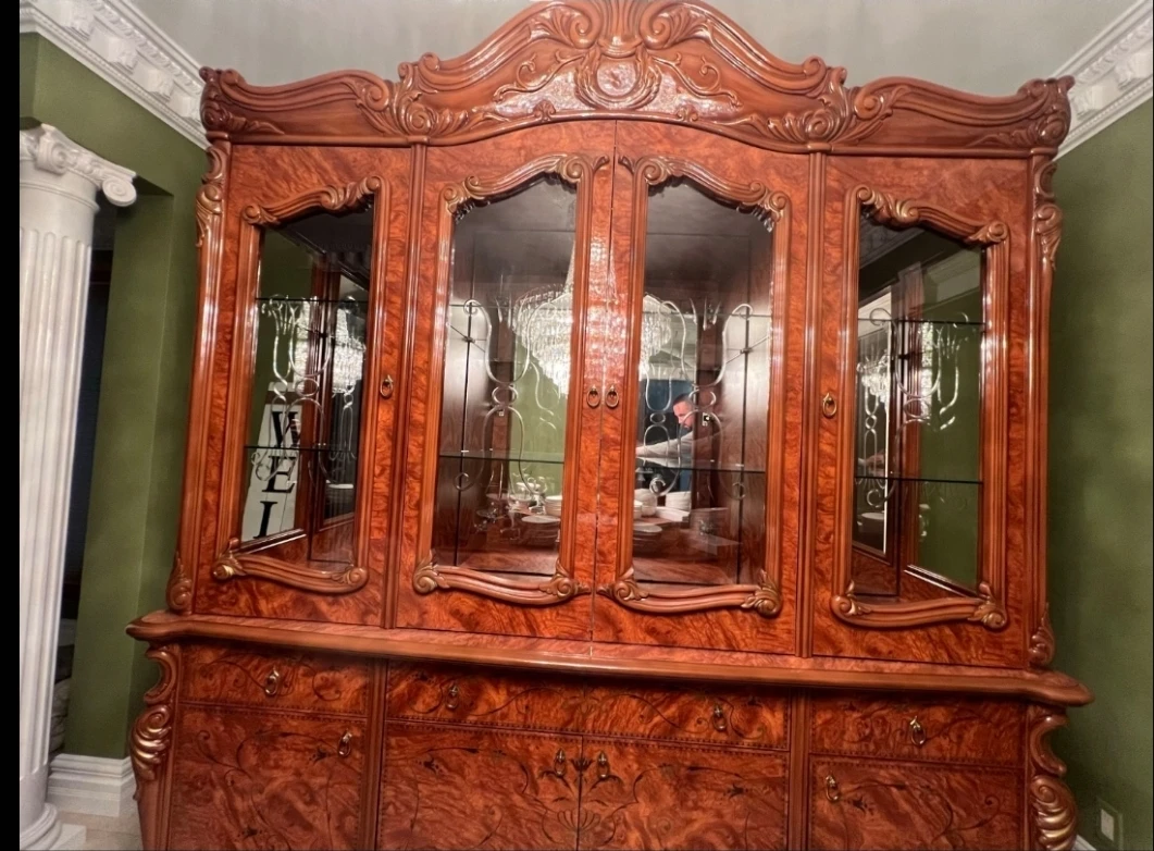 Vintage Ornate Wooden China Cabinet