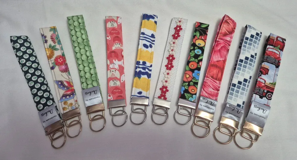 Handmade  Fabric Keychain Wristlet, $5 ea or 2 for $8 image indicator(9)