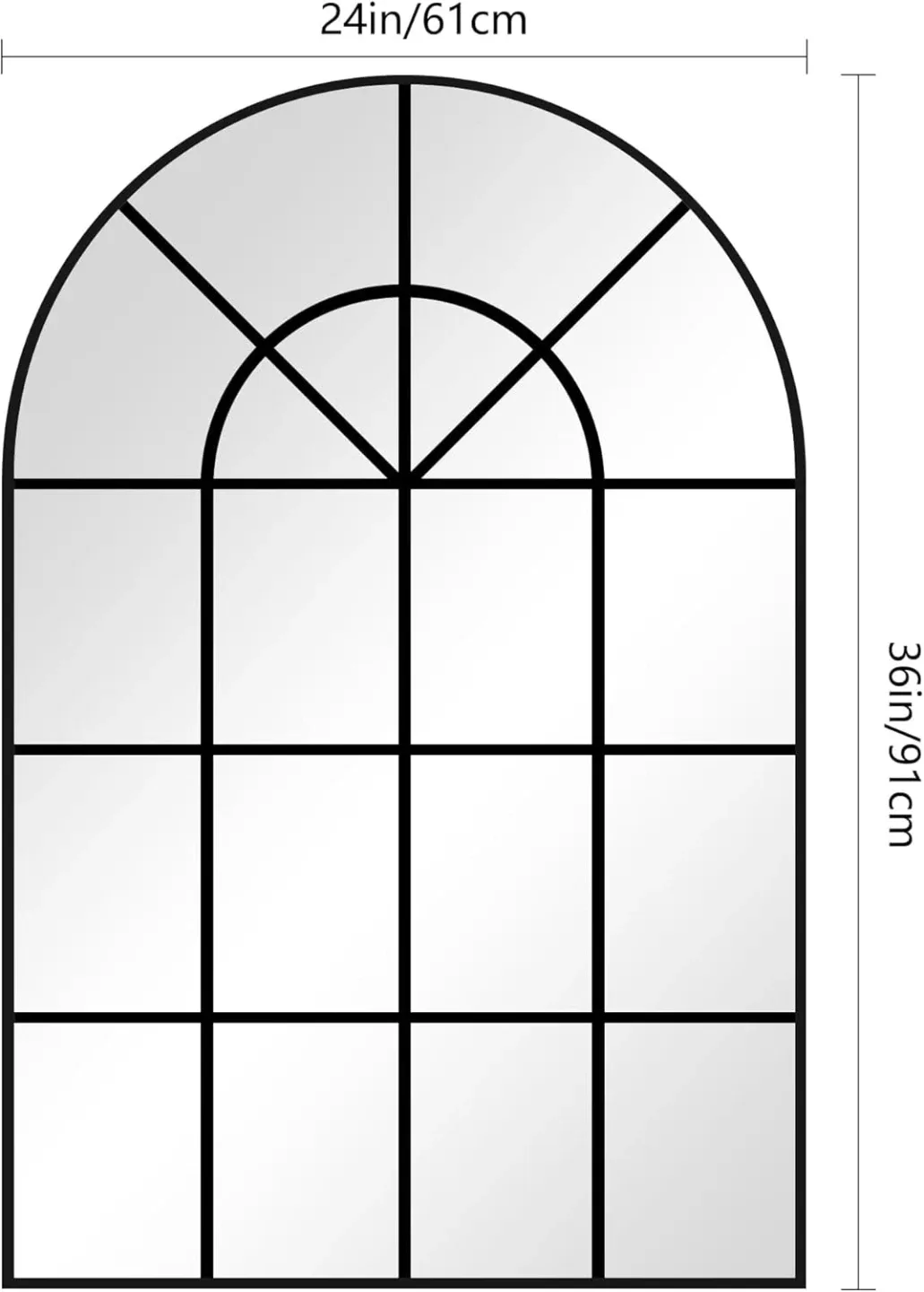 Arched Windowpane Mirror - 24" x 36" image indicator(2)