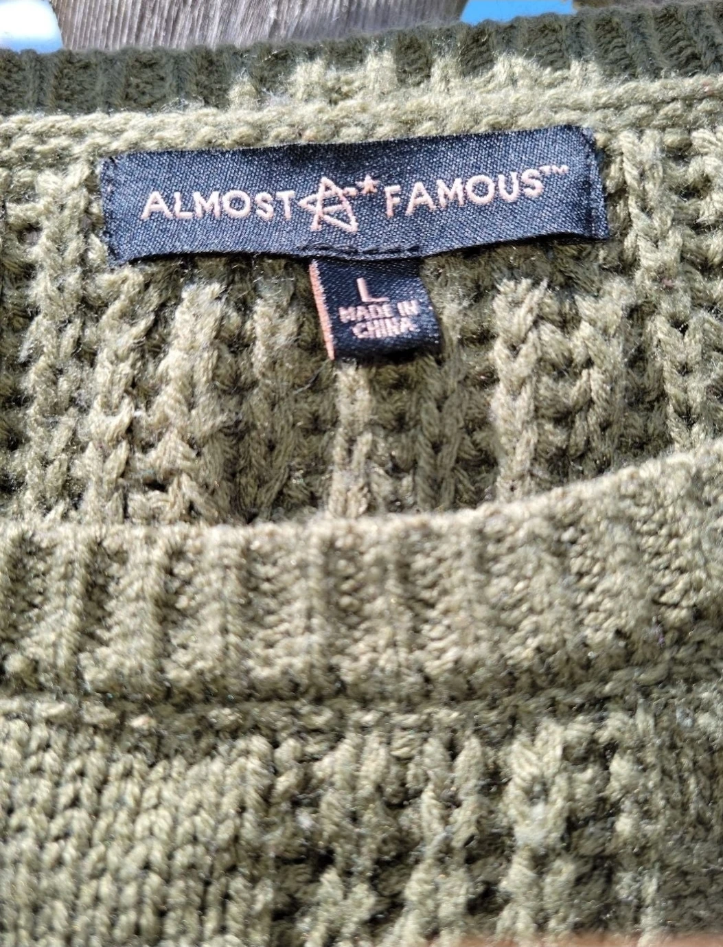 Almost Famous Olive Green Sweater - Size L - photo 2