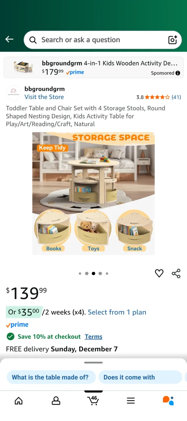 bbgroundgrm 4-in-1 Kids Wooden Activity Table image indicator(4)