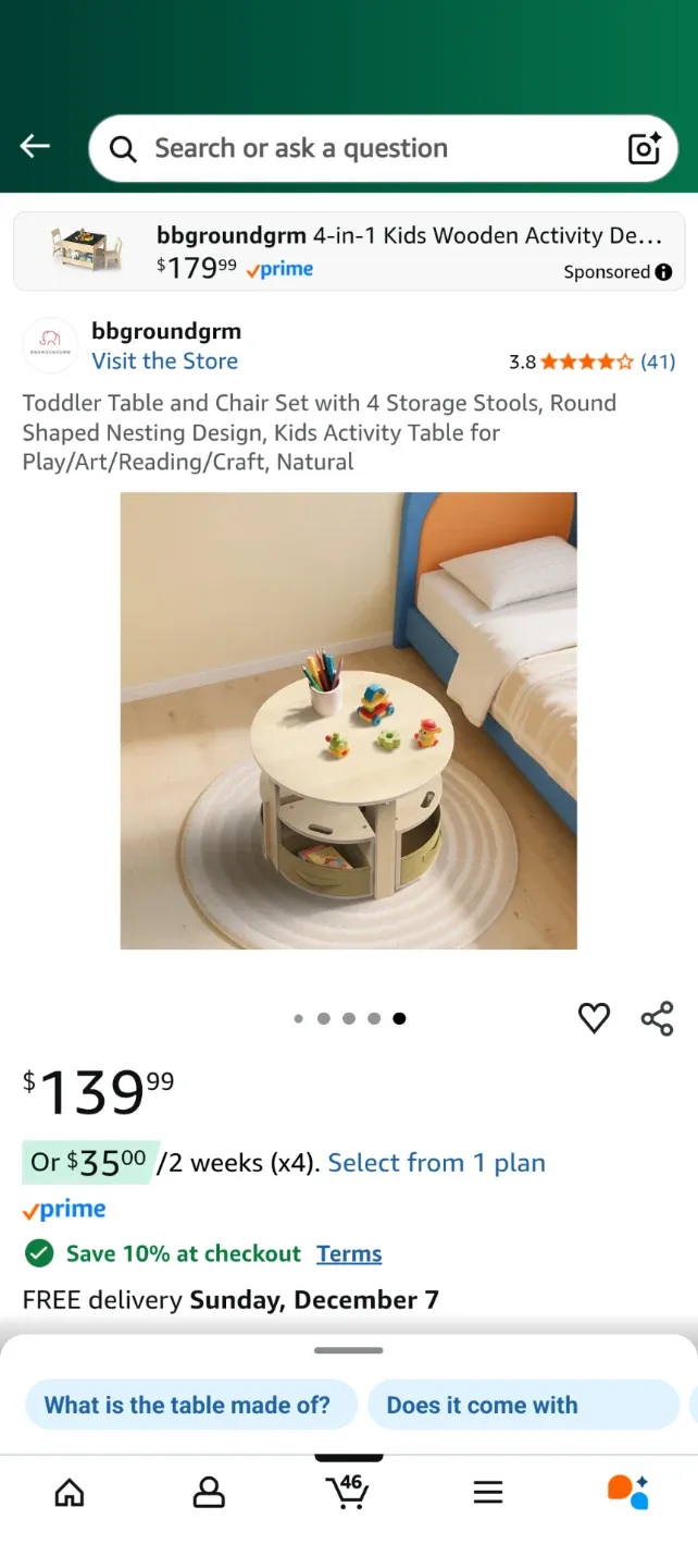 bbgroundgrm 4-in-1 Kids Wooden Activity Table image indicator(7)