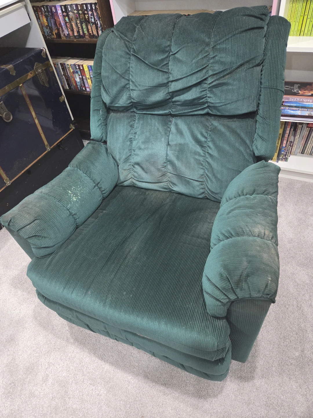 Green Corduroy Recliner Armchair