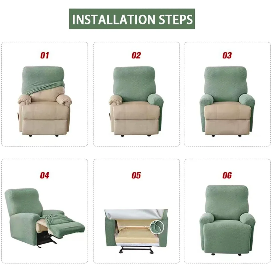 Green Stretch Recliner Chair Cover - 4 Piece Set image indicator(4)