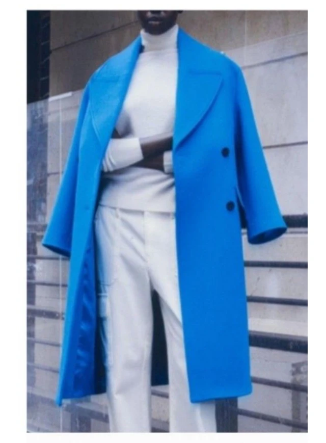 Zara Wool Blend Oversized Coat - Blue