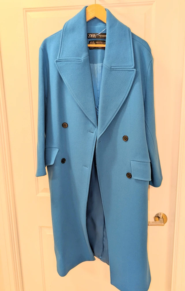 Zara Wool Blend Oversized Coat - Blue - photo 4