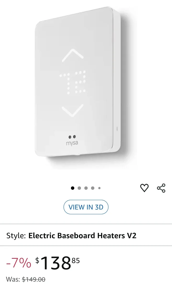 Mysa Smart Electric Baseboard Heater Thermostat V2