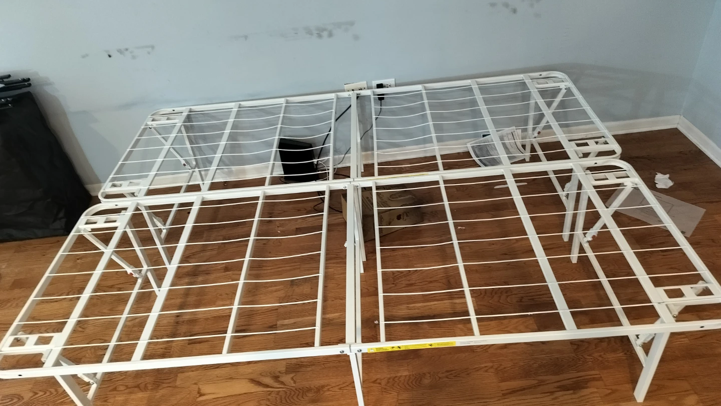 White Metal Folding  Queen Bed Frame 18inch - photo 2