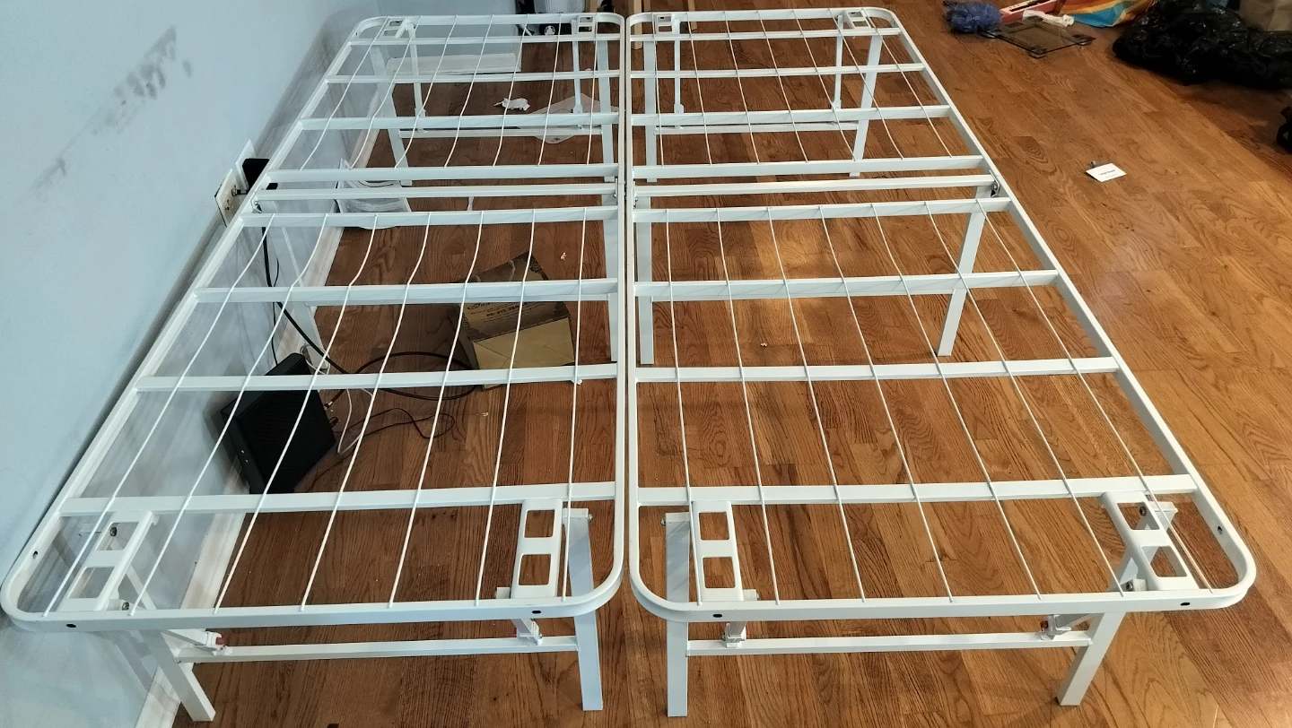 White Metal Folding  Queen Bed Frame 18inch - photo 5