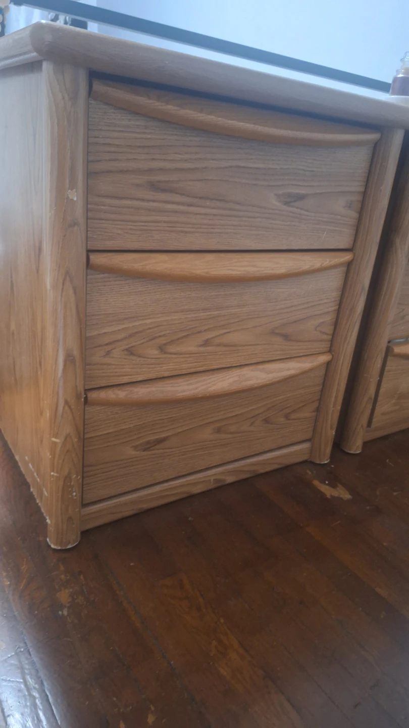Wooden Bedside Table with Drawers