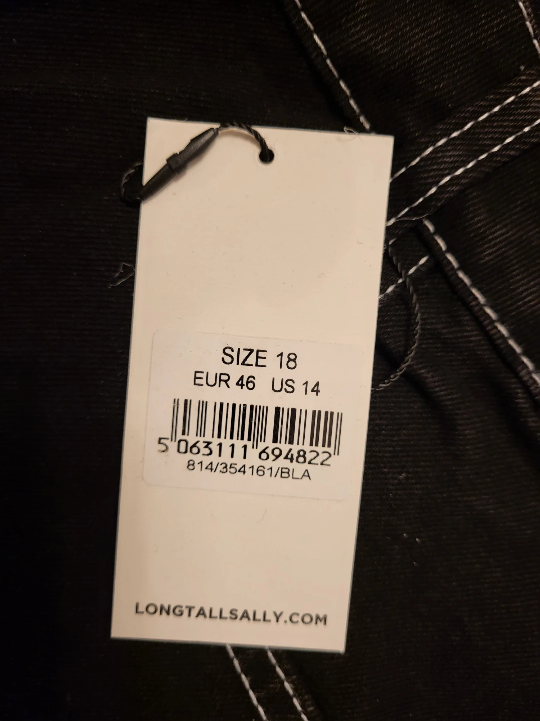 Long Tall Sally Black Contrast Stitch Wide Leg Jeans US 14