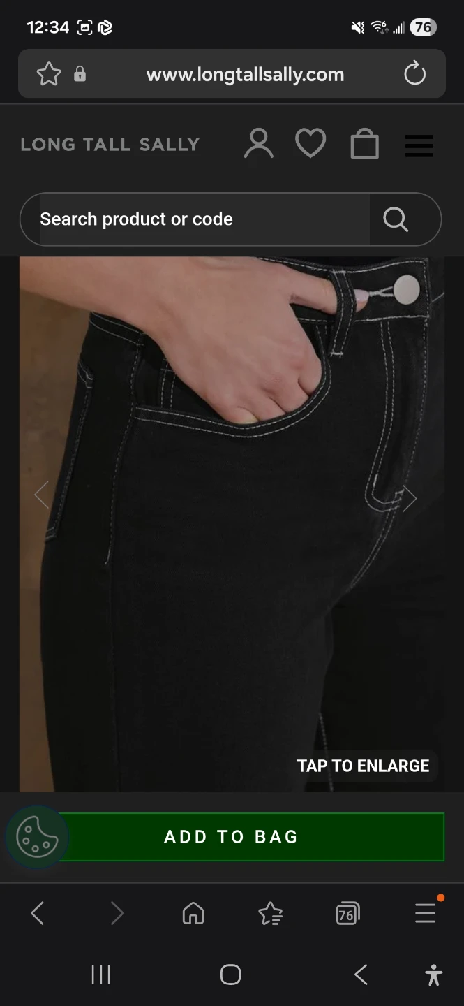 Long Tall Sally Black Contrast Stitch Wide Leg Jeans US 14 - photo 5