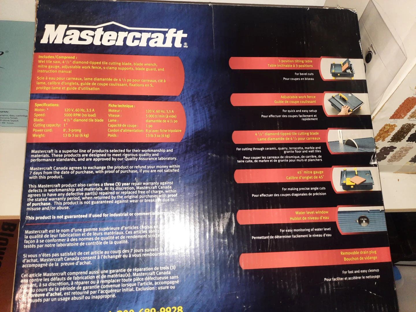 Mastercraft Wet Tile Saw - Brand New with 5 Bonus Blades - photo 5