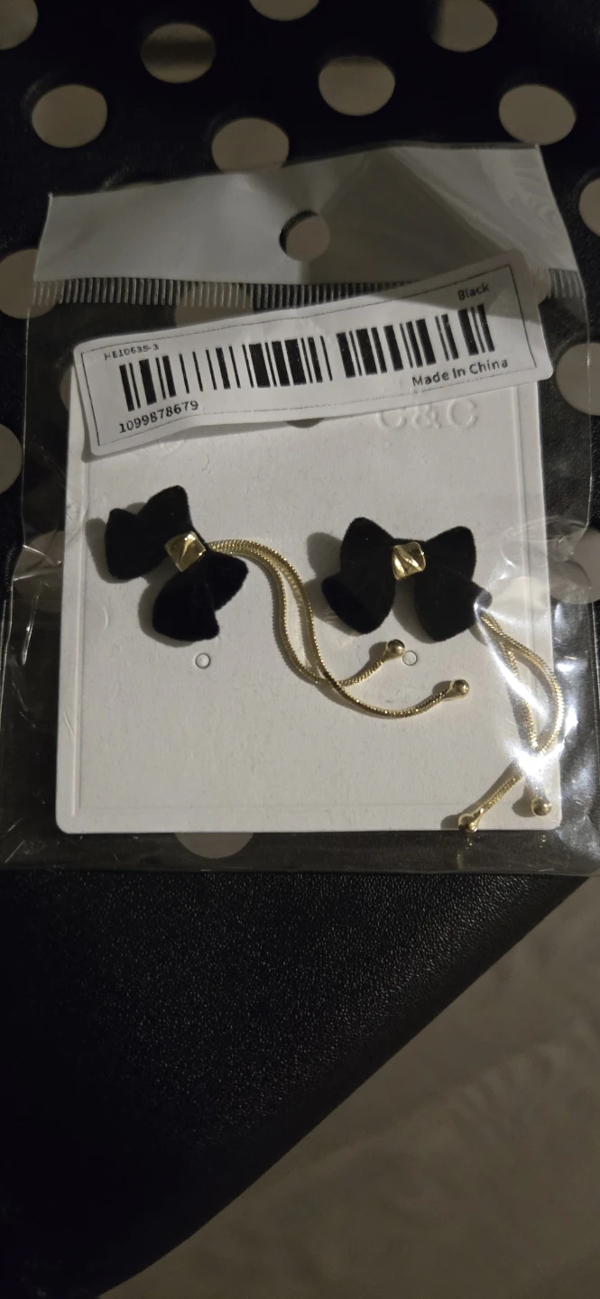New Black Bow Drop Earrings