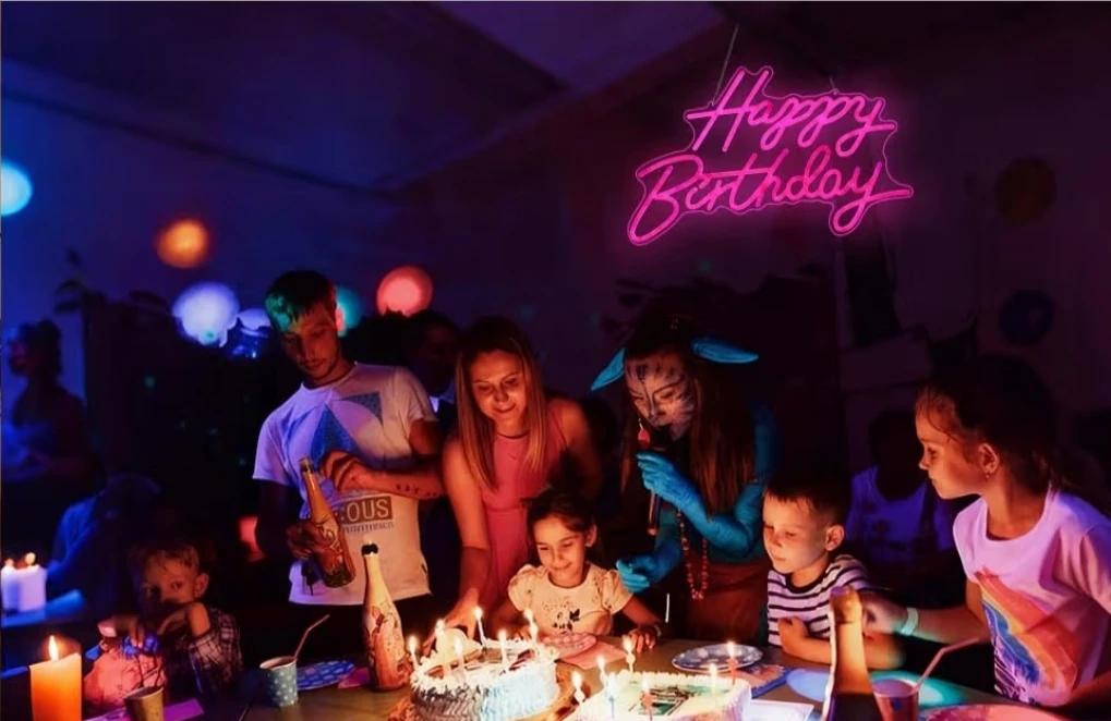 Happy Birthday Neon Sign, Pink, 17x12 inch - photo 3