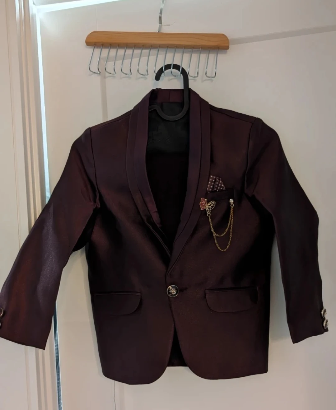 Boys Burgundy Suit Jacket set with Pant & Tie