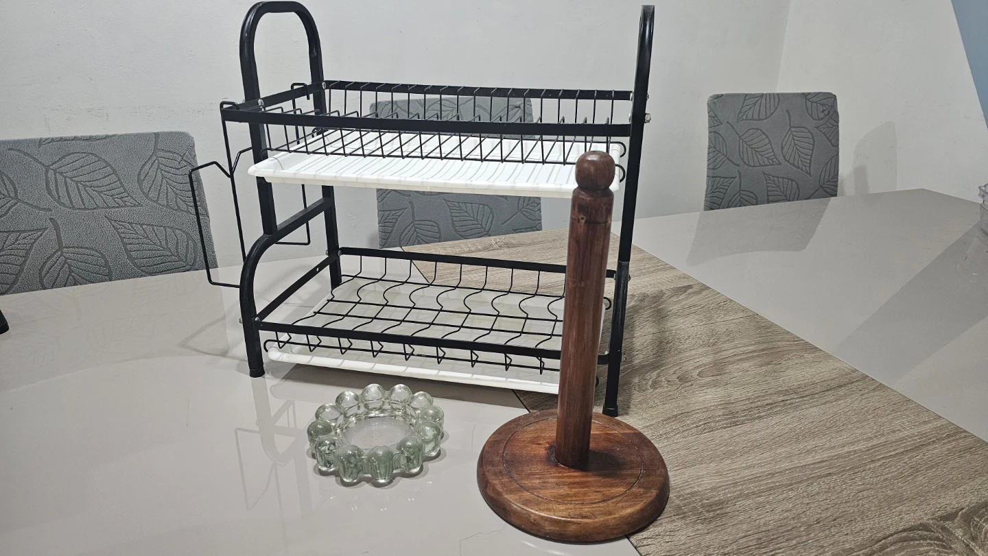 Black Metal 2-Tier Dish Rack