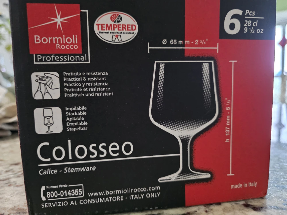Bormioli Rocco Colosseo Stemware, 6 Pcs
