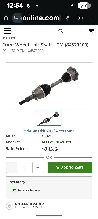 GM Front Wheel Half-Shaft (84873209) cvc exle