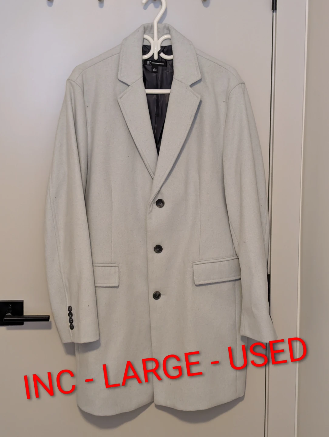 INC White Wool Blend Coat - Size Large