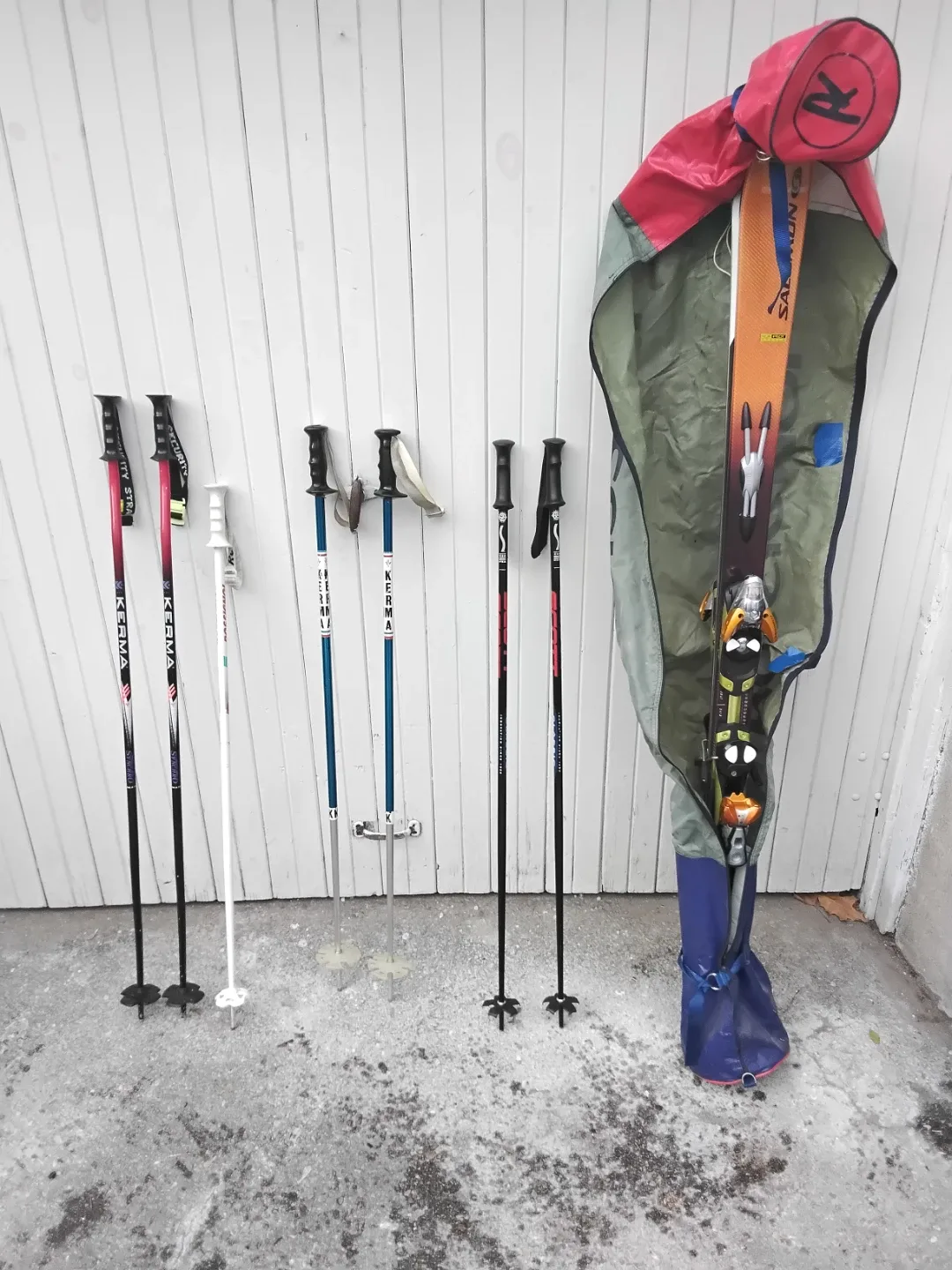 Vintage Ski Set: Rossignol Bag, Salomon Skis/Kerma Ski Poles🎿⛷️