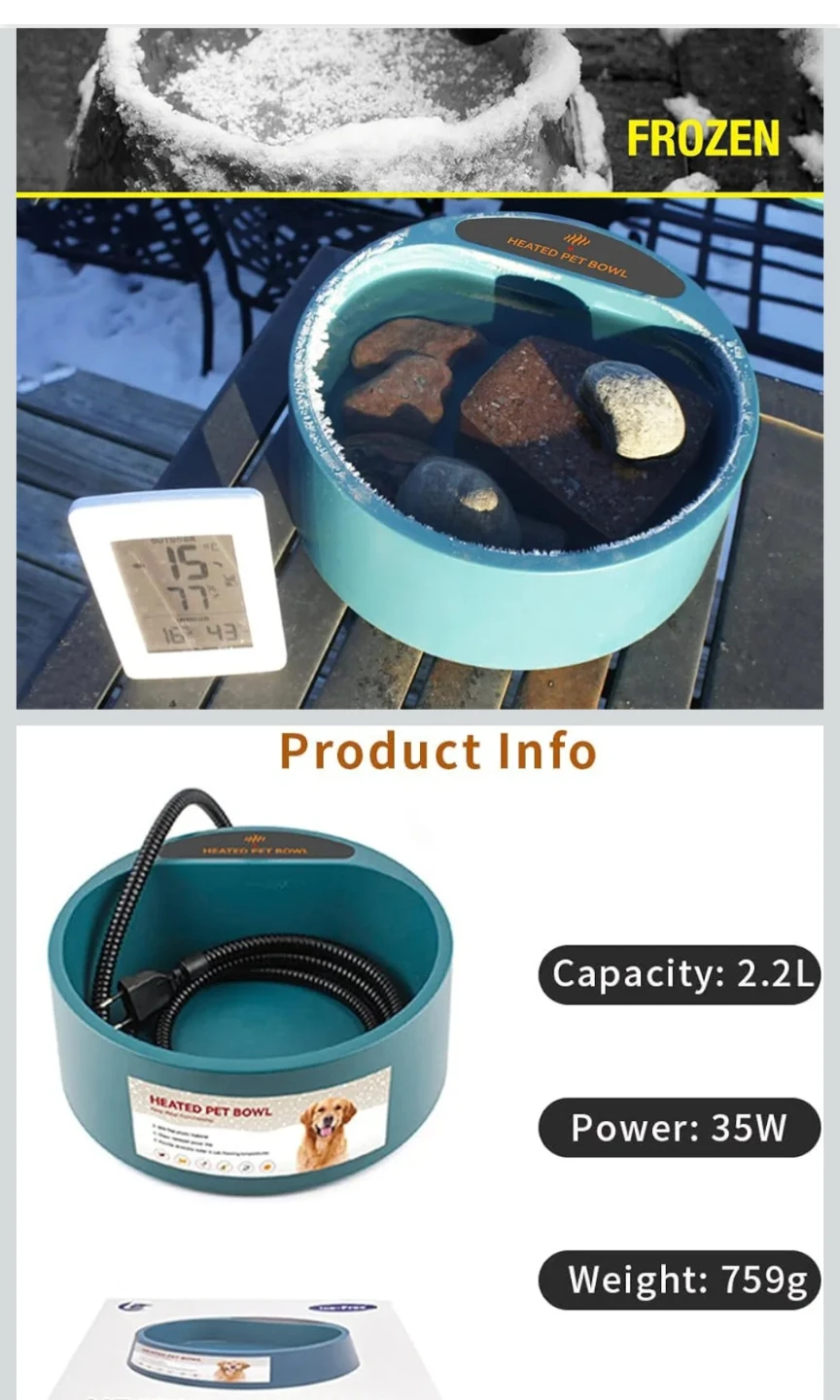 Heated Pet Bowl - 2.2L Capacity New - photo 4