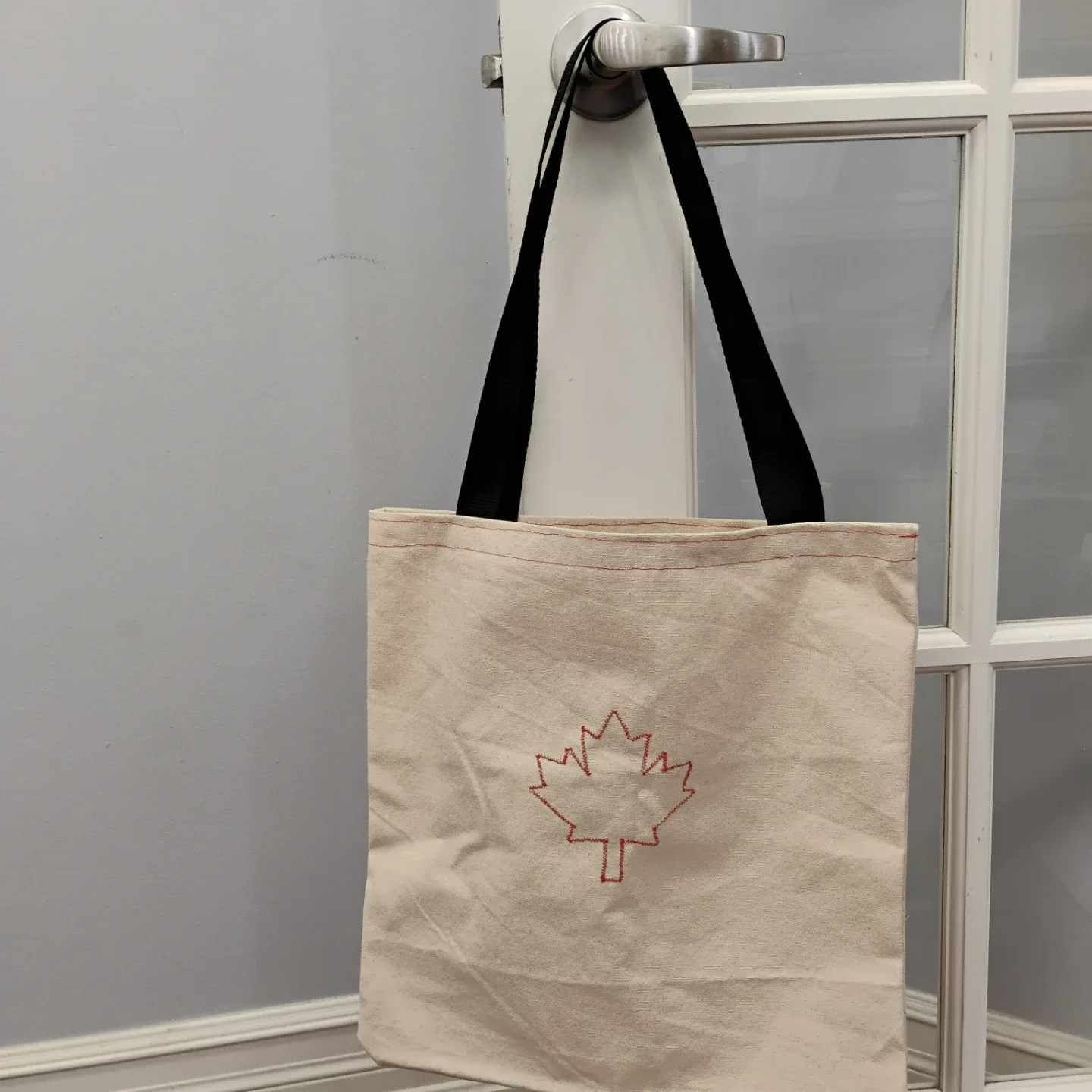Cotton Canvas Tote Bag with Maple Leaf