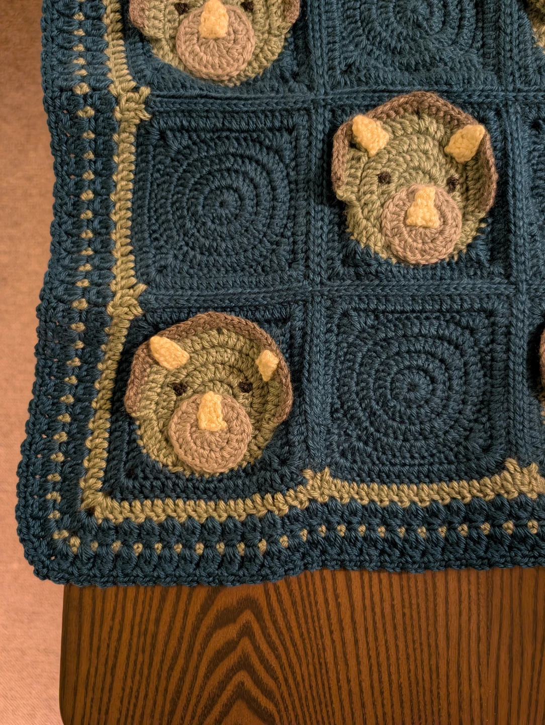 Handmade Triceratops Crochet Baby Blanket - photo 2