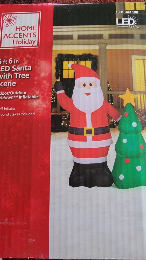 Home Accents Holiday 6.5 ft LED Santa with Tree