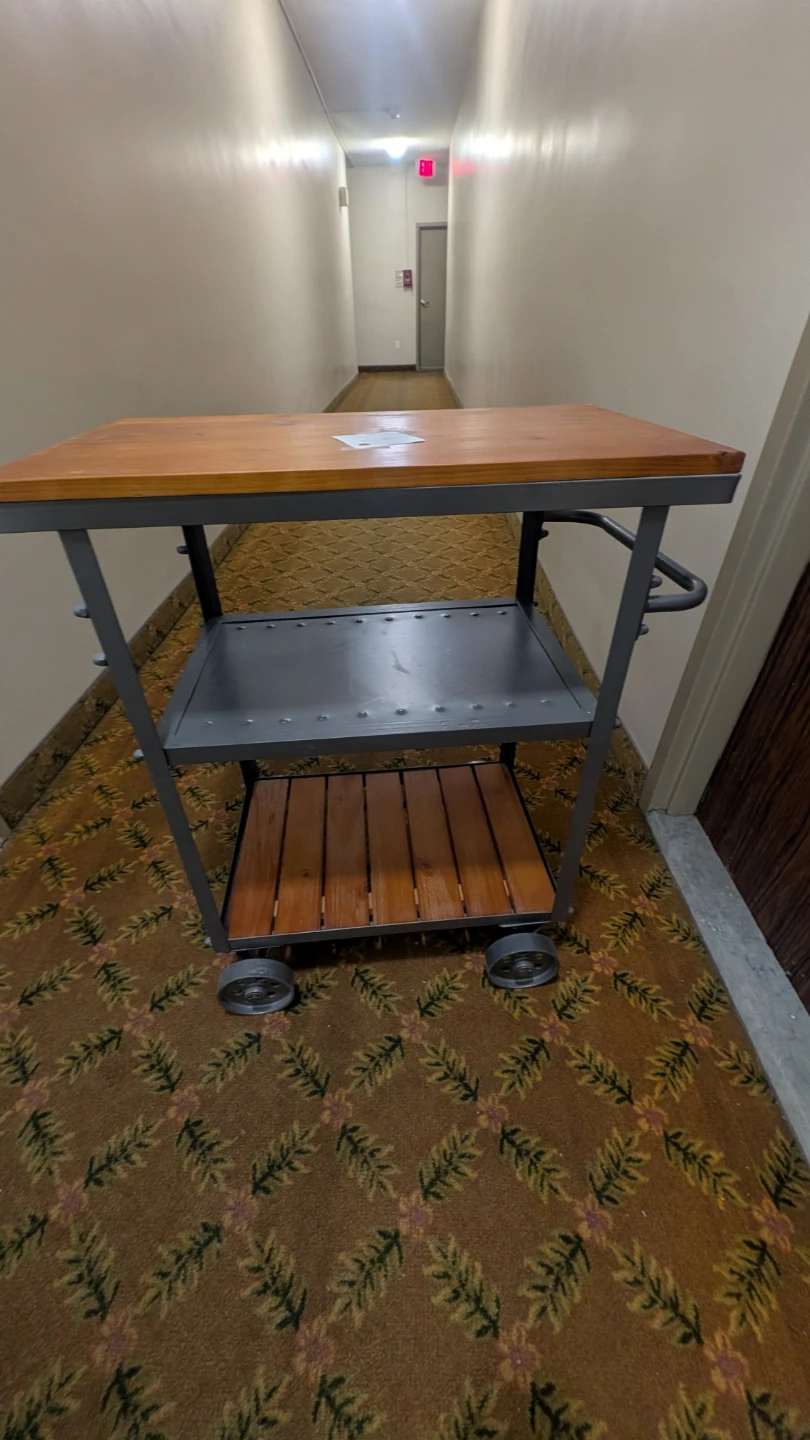 Rolling Kitchen Cart with Wood Shelves - photo 4
