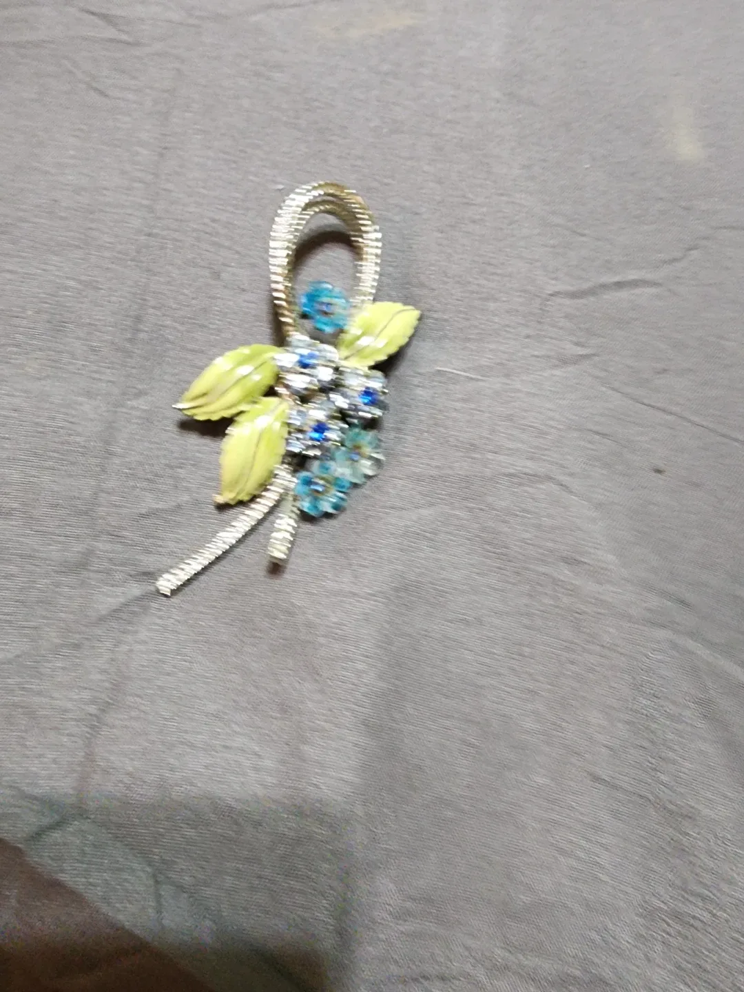 Floral Brooch with Blue and Yellow Accents