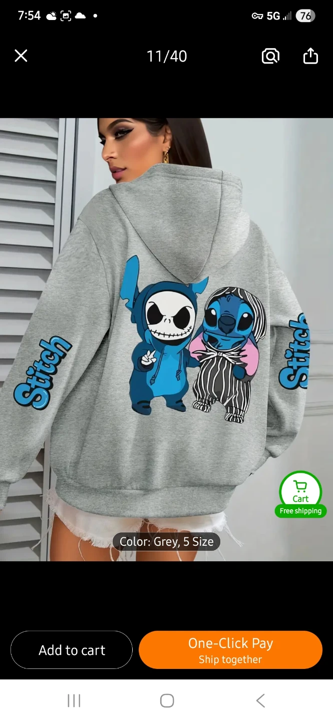 NEW Stitch and Jack Graphic Hoodie (XL Sizes Only) 💙 - photo 3