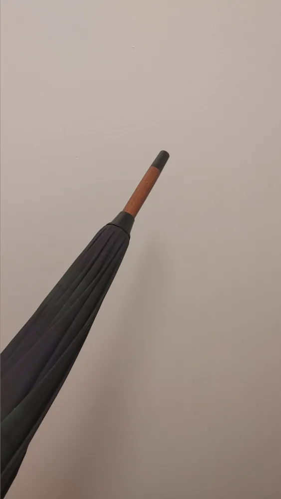 Large Plaid Umbrella with Wooden Handle image indicator(4)