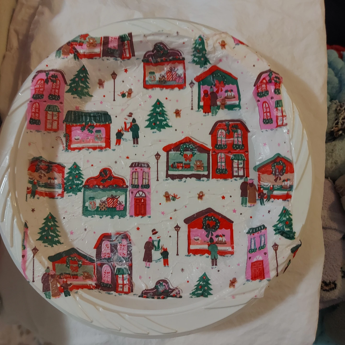 Gifting#Christmas-Themed Plastic White Plate