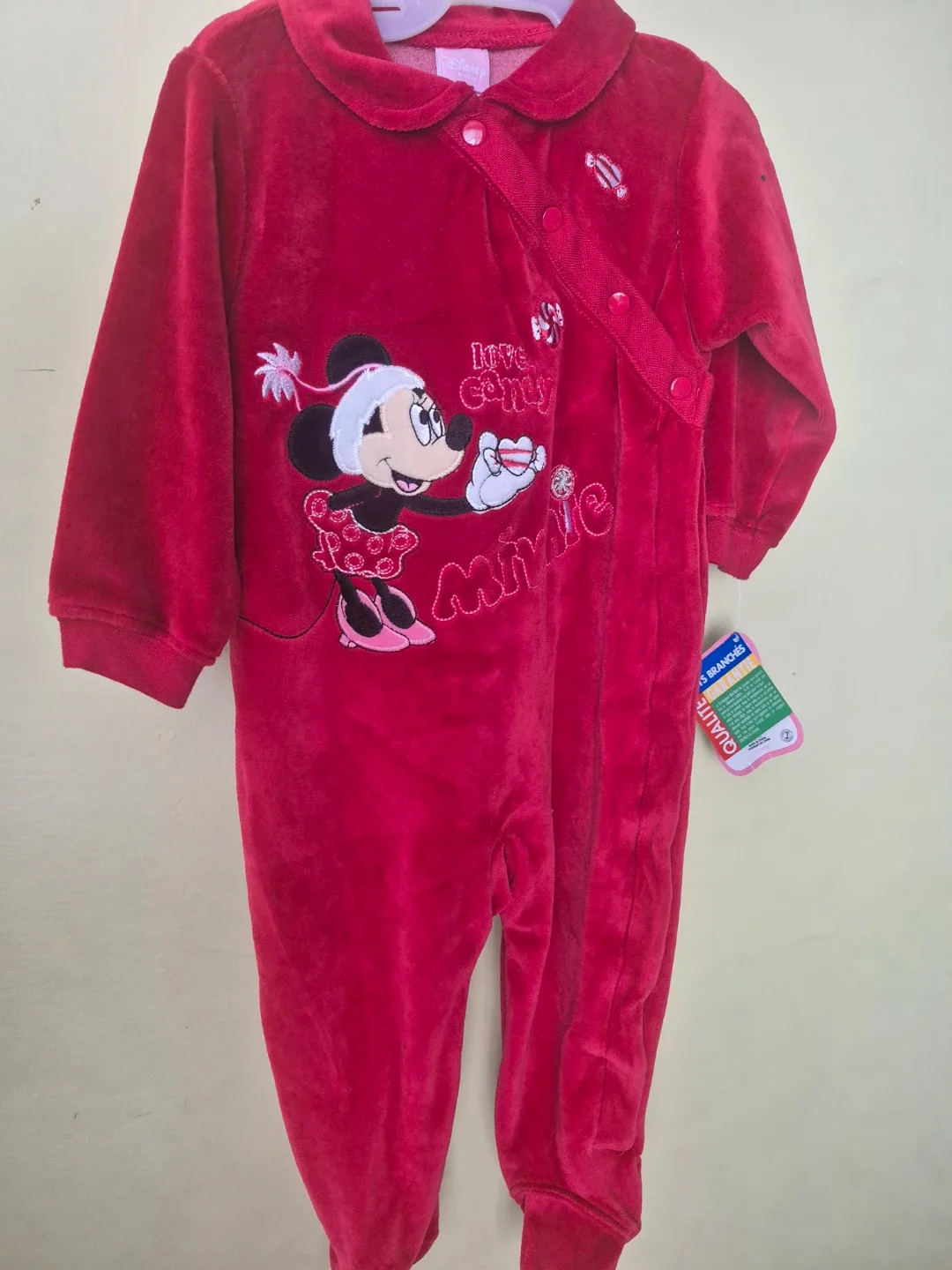 Disney Minnie Mouse Red Velour Romper