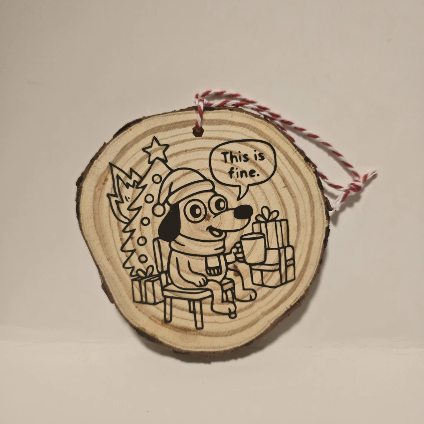 This Is Fine Christmas Wooden Ornament