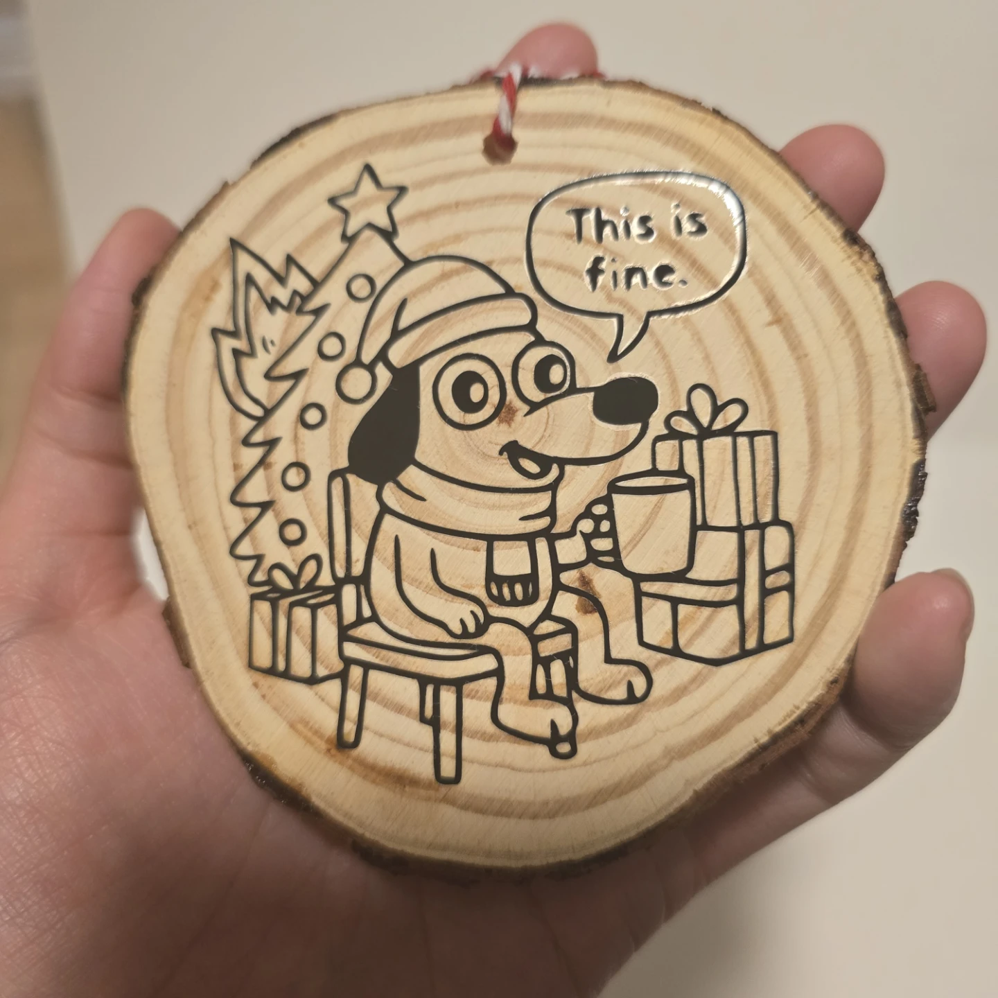 This Is Fine Christmas Wooden Ornament - photo 4