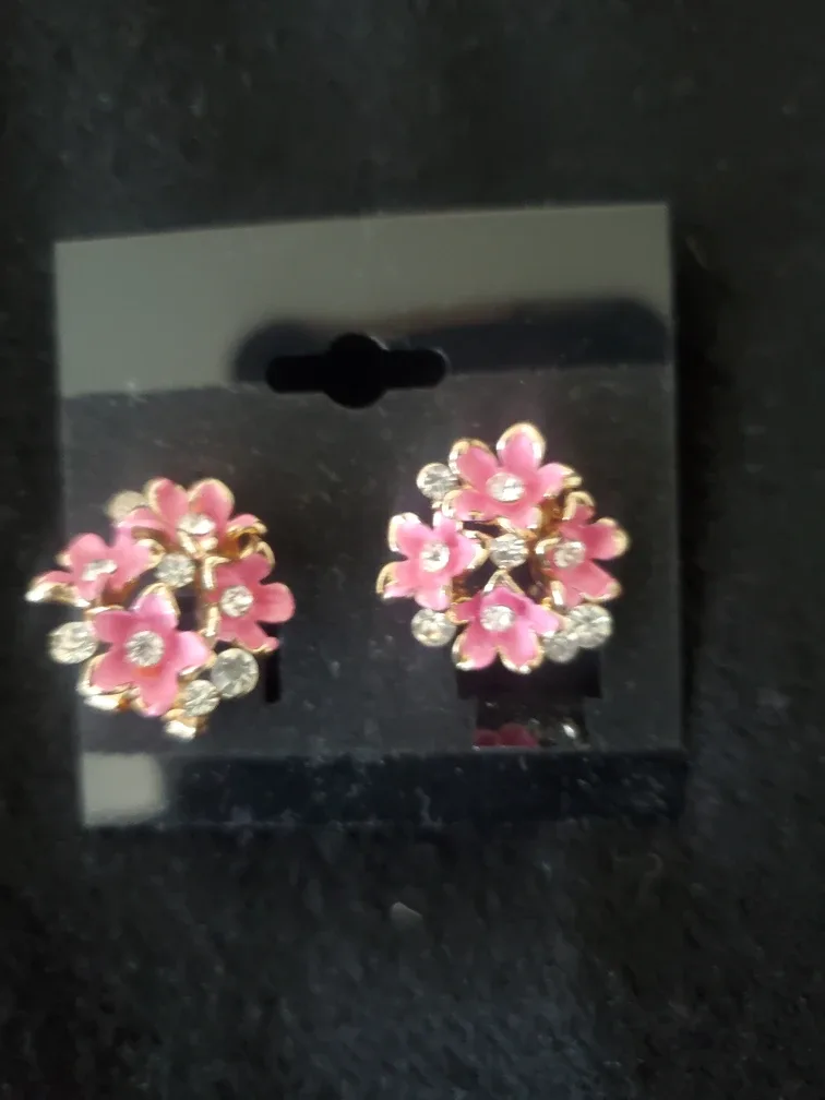 Pink Flower Earrings