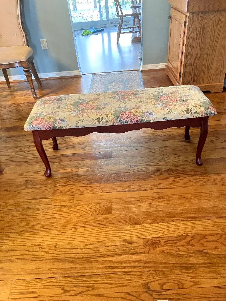 Floral Upholstered Bench