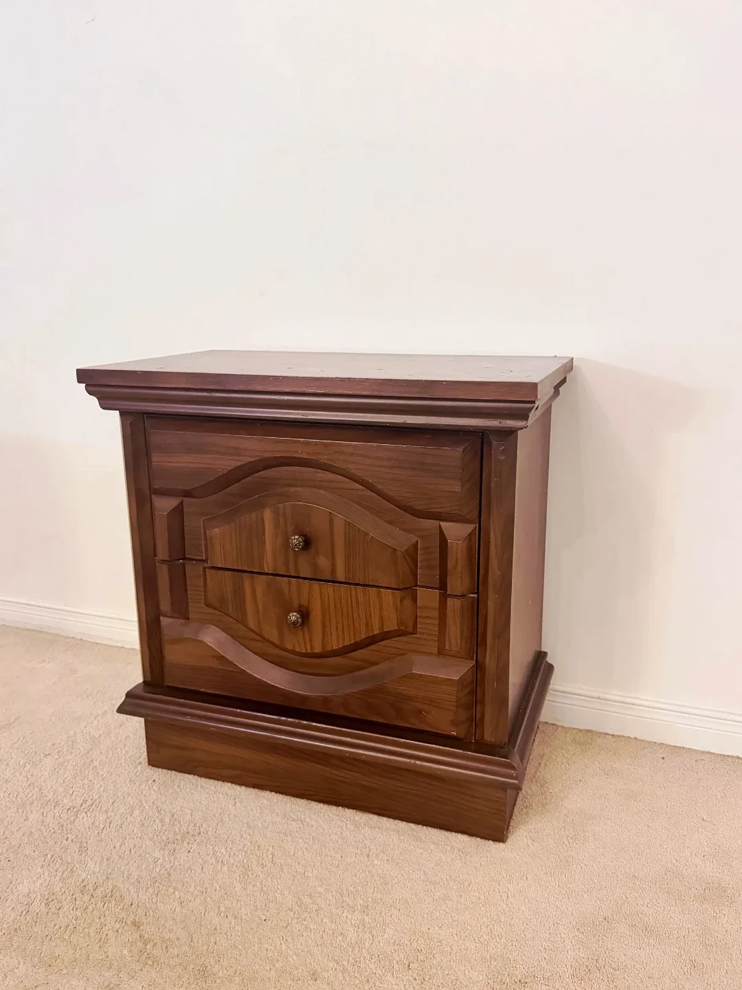 Wood Nightstand With Two Drawers like New image indicator(4)