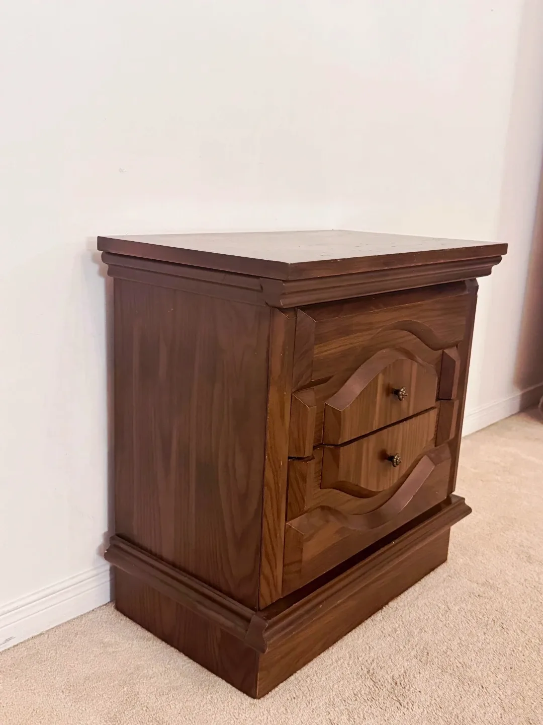 Wood Nightstand With Two Drawers like New image indicator(5)