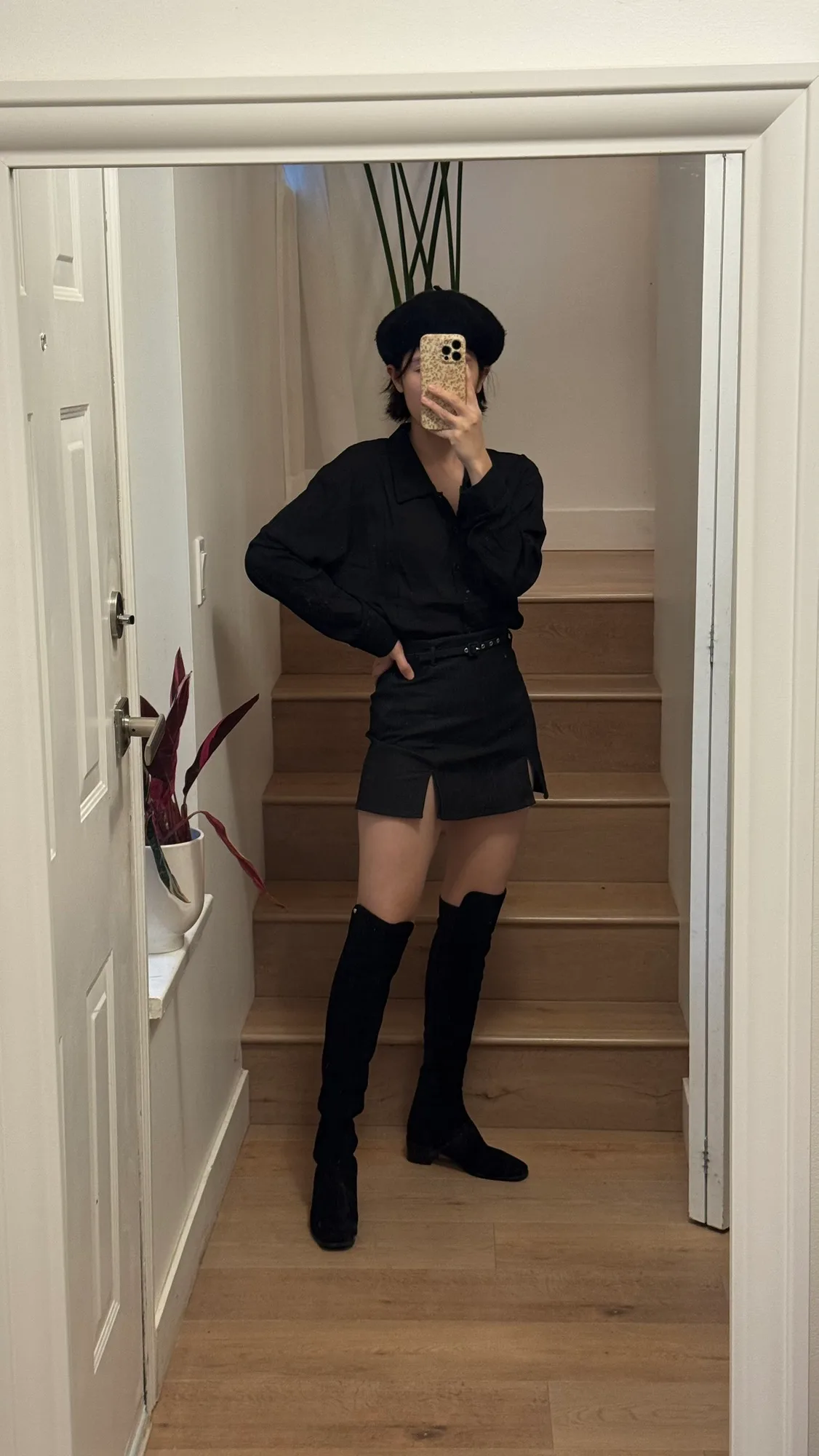 ZARA black grey A-Line Mini Skirt with Side Buckle Detail image indicator(2)