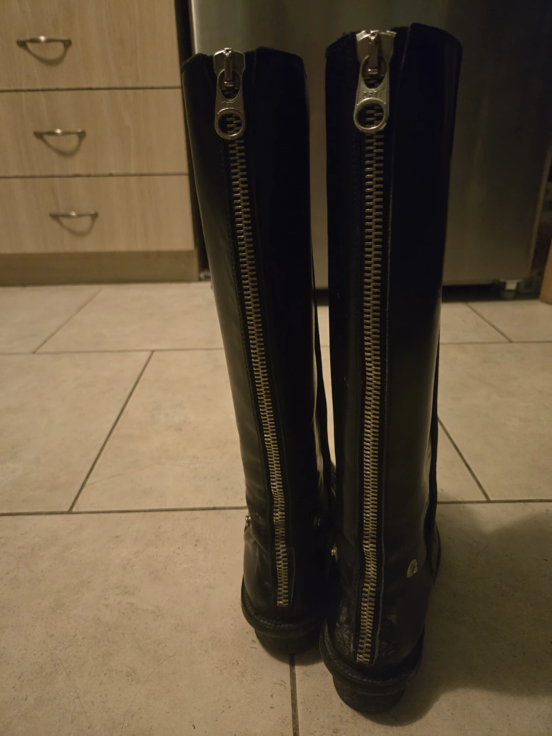 Chloé Black Leather Vintage Tall Riding Boots with Zippers - photo 3
