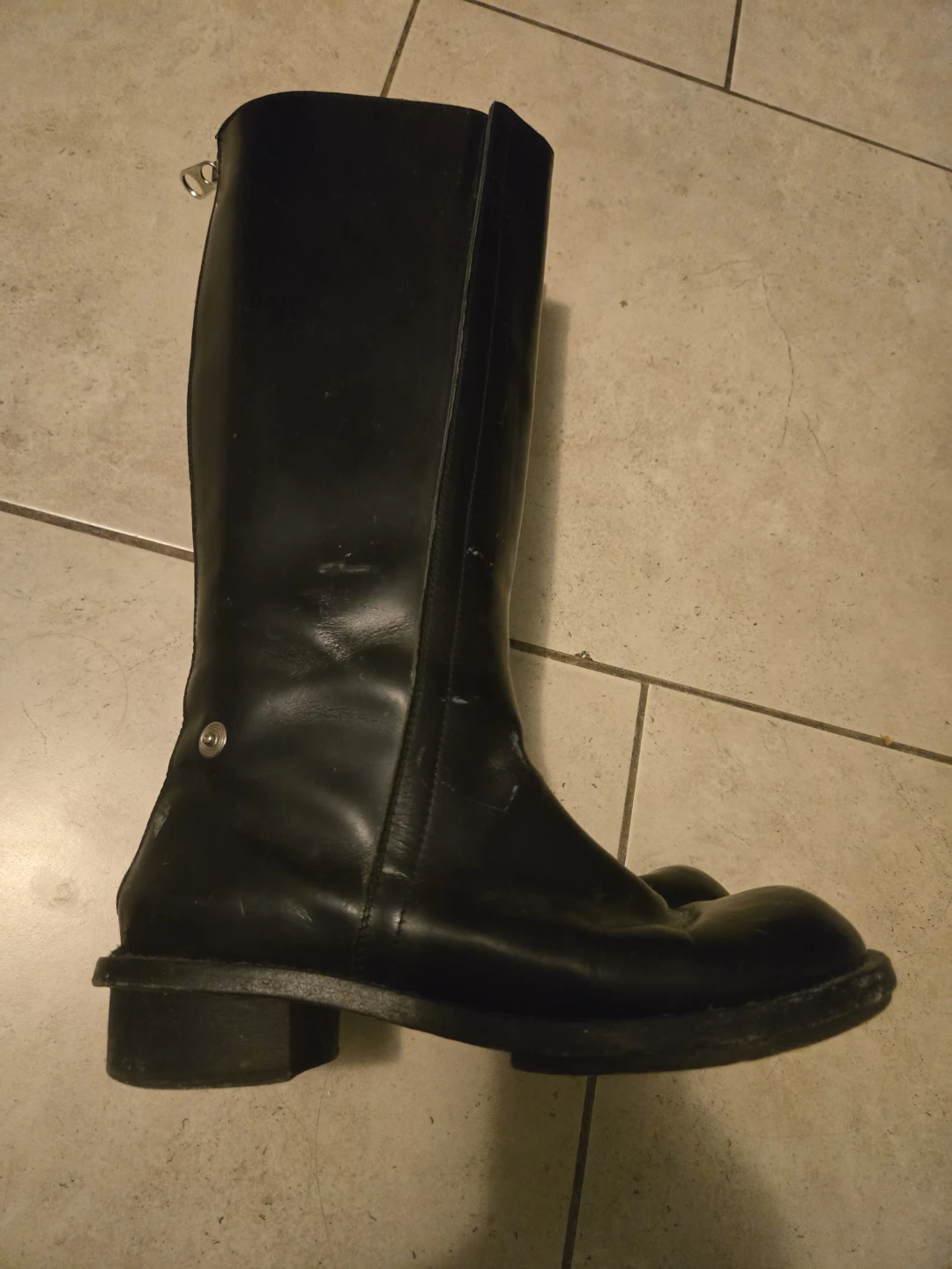 Chloé Black Leather Vintage Tall Riding Boots with Zippers - photo 5