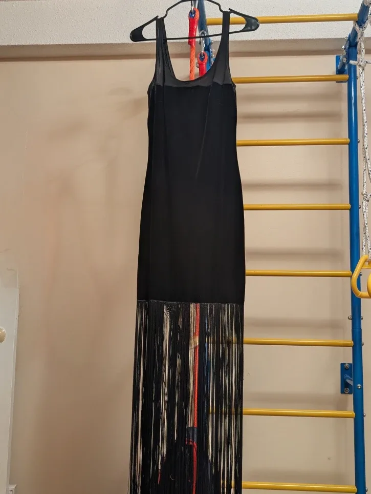 Black Velvet Fringe Dress