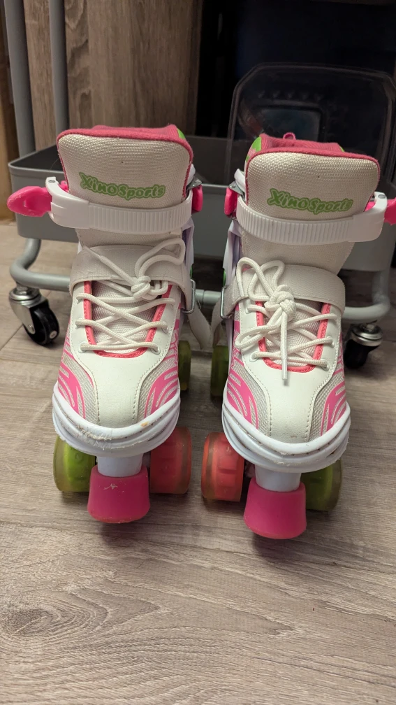 XinoSports Adjustable Roller Skates - White & Pink