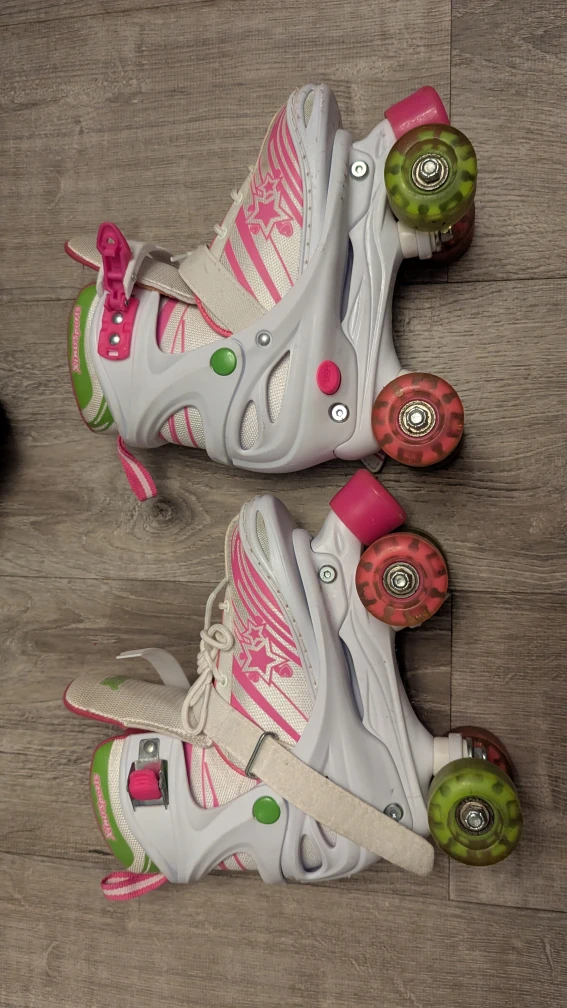 XinoSports Adjustable Roller Skates - White & Pink - photo 3