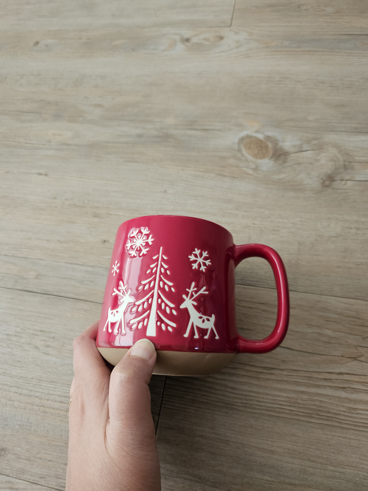 Red Holiday Mug with Reindeer Design - photo 2